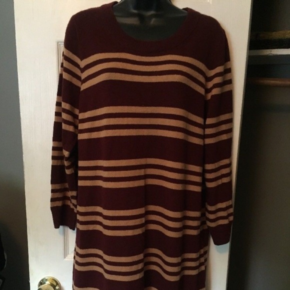 J. Crew Dresses & Skirts - SZ Med. J. Crew Burgundy-Brown & Tan Sweater Dress